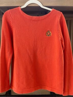 Ralph Lauren Women’s orange Knit Sweater  size small 100% cotton